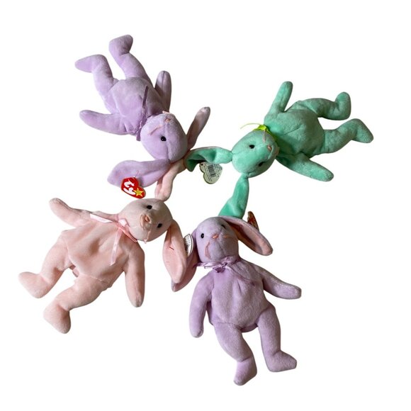 Ty Beanie Babies Hoppity Floppity Hippity Plush Bunny Lot - Picture 7 of 12